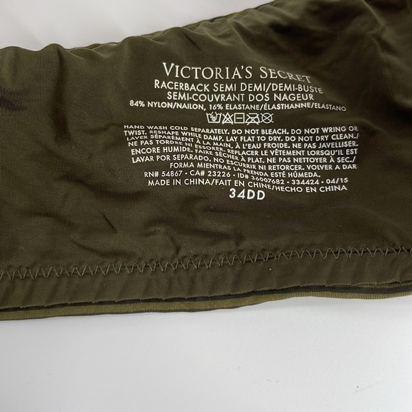 Victoria's Secret Racerback Semi-Demi Green black striped Women's Bra Size 34DD - Picture 3 of 4
